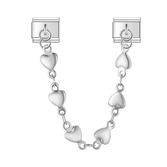 Silver Heart Safety Chain Charm - Jewellux
