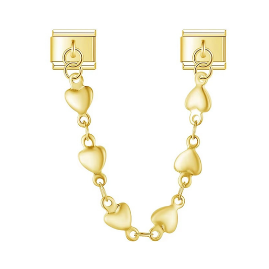 Gold Heart-Link Safety Chain Charm - Jewellux