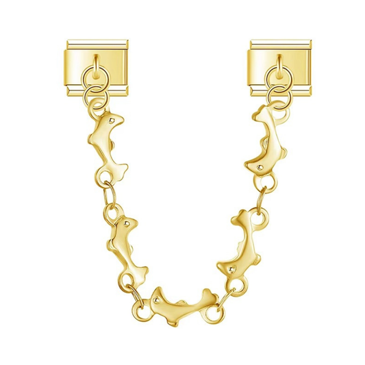 Gold Dolphin-Link Safety Chain Charm - Jewellux